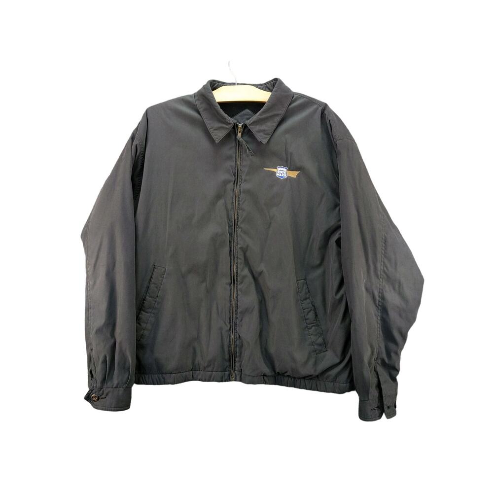 Mens Full Zip Jacket Indiana State Police Embroidered Logo SZ XL Black
